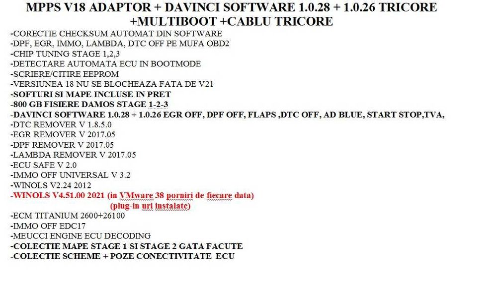 MPPS V18 chip tuning OBD2 DAVINCI 1.0.28 Edc 15,16,17 DPF EGR IMMO DTC
