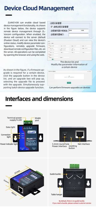 ZLAN5143K Serial Port Server RS485 to Ethernet