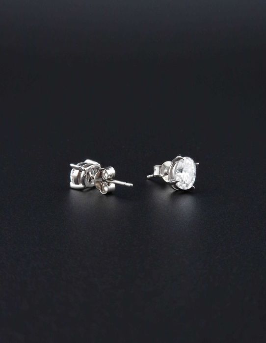 Cercei Argint 925 cu Moissanite Oval – Efect Diamant|Nou,cu certificat