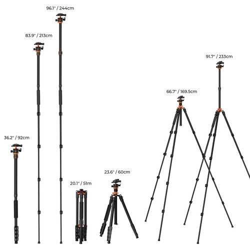 K&F Concept 233см Висококачествен алуминиев статив / трипод / монопод