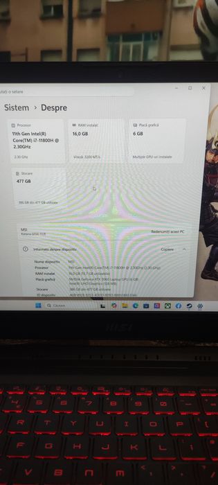 Vând laptop gaming katana GF66 11UE