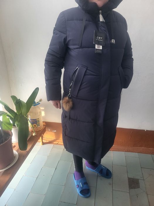 Женский Темносиний пуховик зима