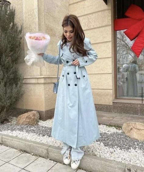 Стильный Голубой Тренч