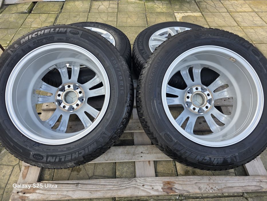 Лети джанти 16ки 5х112 Rial Mercedes + зимни гуми 205/60/16 Michelin
