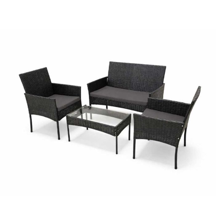 Елегантен ратанов комплект за градина с маса и възглавници - комфорт и стил