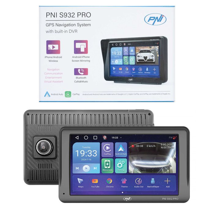 Sistem navigatie GPS cu DVR-PNI S932 PRO ecran 7 inch+camera marsarier