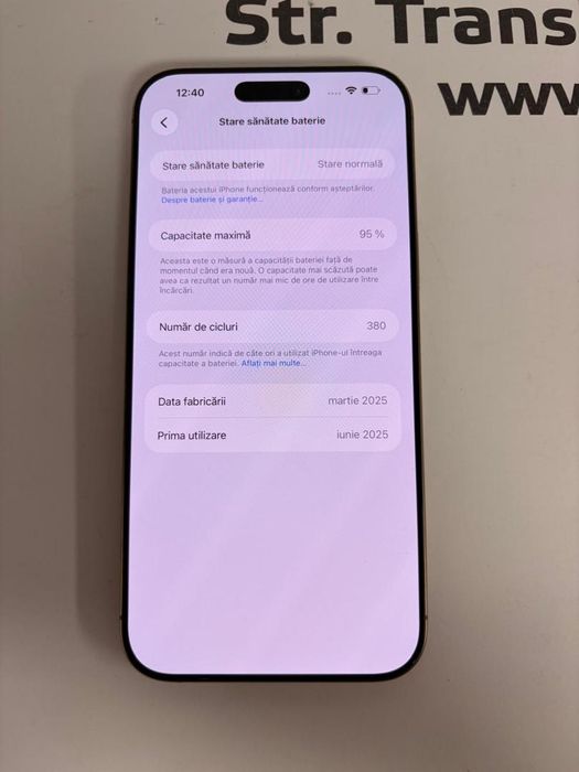 Telefon iPhone 16 Pro Max, 256GB, 5G, Desert Titanium bat.95% -T-