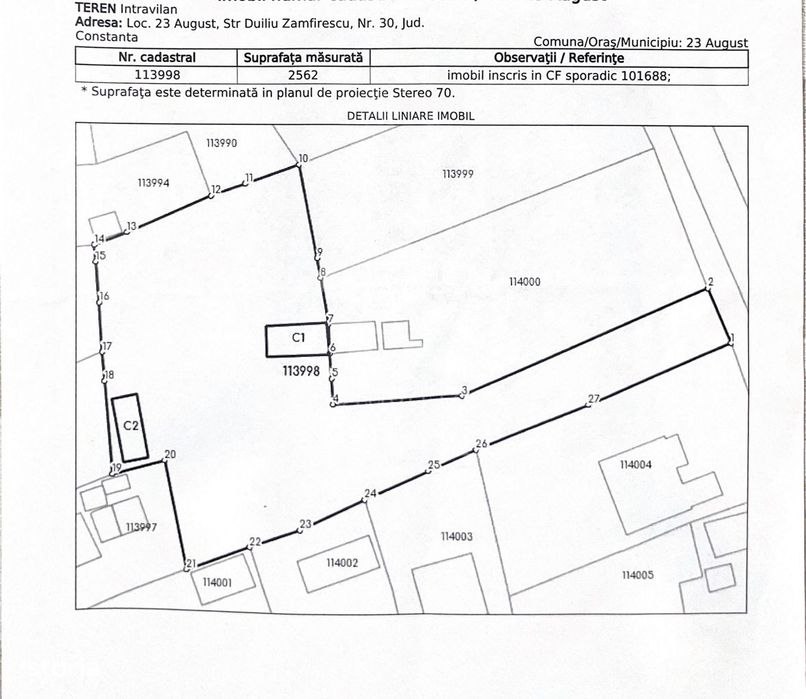 Teren intravilan 2562mp Loc 23 August | Ideal locuiță sau casă vacanță