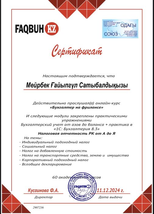 Бухгалтер для ИП и ТОО