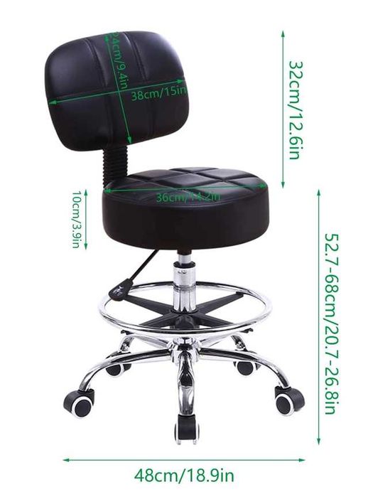 Scaun cu spătar, înălțime reglabilă, 53-68 cm, de salon, piele PU