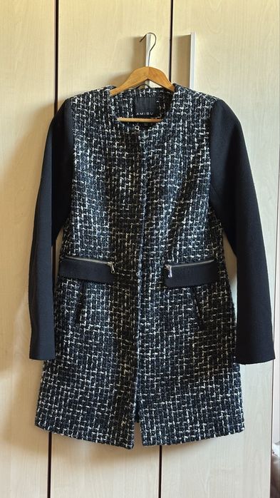 Есенно-зимно черно дамско палто, размер S