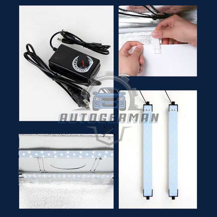 Фото кутия фотобокс 80см в комплект с осветление 4 фона нови