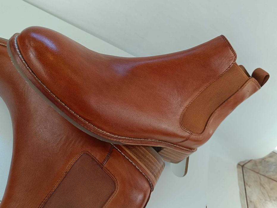 Ghete chelsea 40.5 41 plain toe premium MAHON NOI piele naturala moale