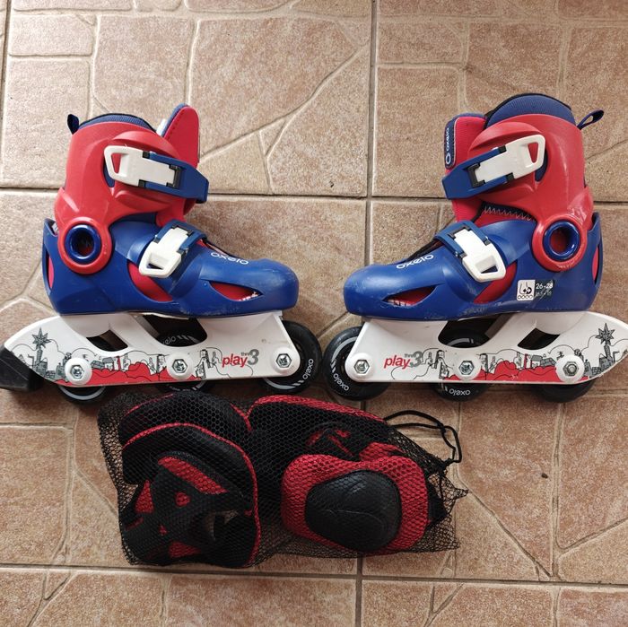 Role copii reglabile + set protecții – stare bună