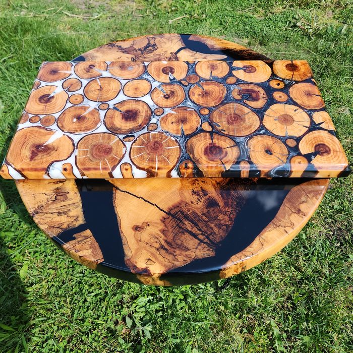 Platou rasina epoxidica 55 cm / 28 cm inglobat complet in rasina !