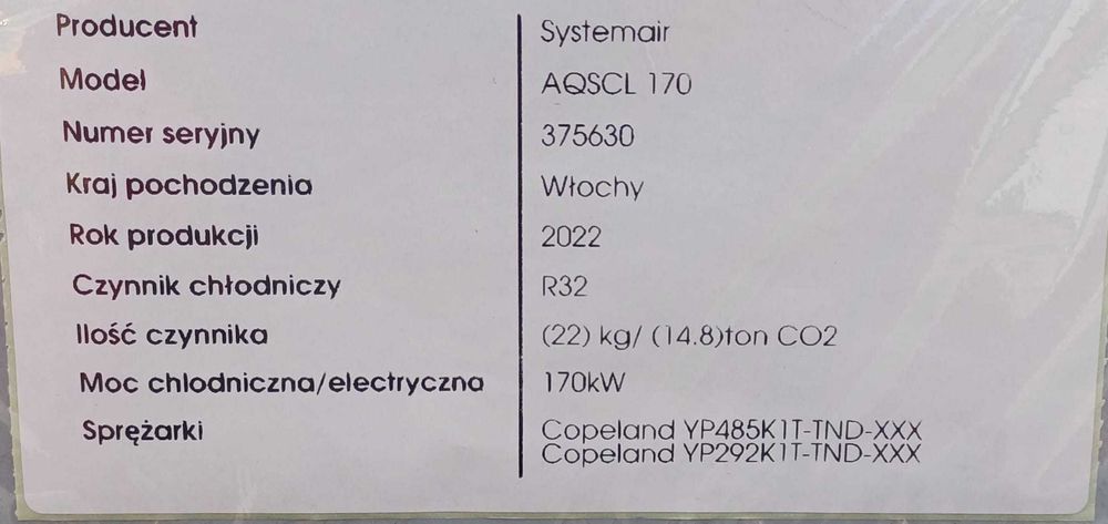 Vand / Inchiriez chiller SYSTEMAIR 170 KW