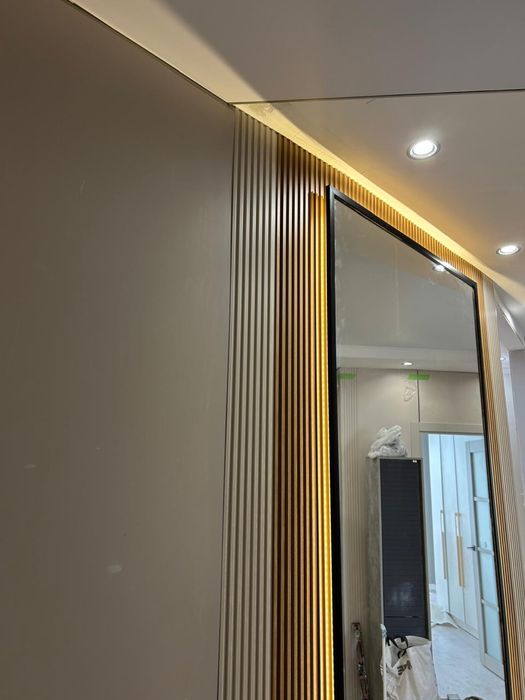 поклейка обоев, ламинат, бамбук