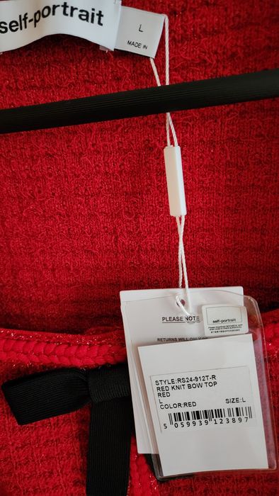 Self-Portrait L размер червено сако туид вталено плътно жилетка tweed