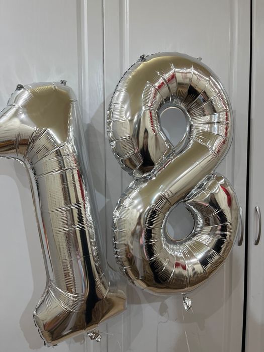 Шар серебристый 18 цифра