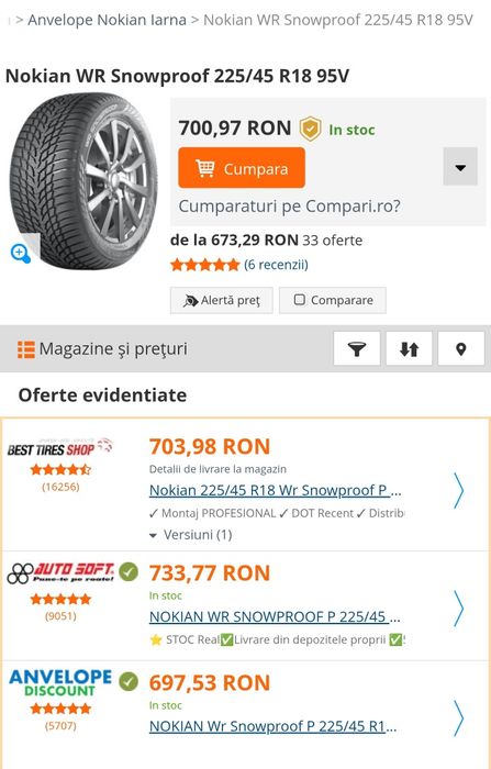 225 45 R18 iarnă Nokian Snowproof P 95V