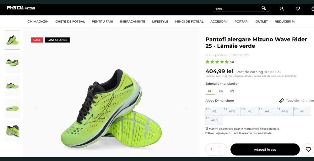Pantofi/Adidași de alergare Mizuno Wave Rider 25 - Lămâie verde