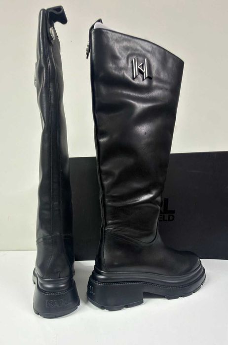НОВИ Кожени ботуши KARL LAGERFELD Danton Riding Boot - Размер 39 (25 см стелка)