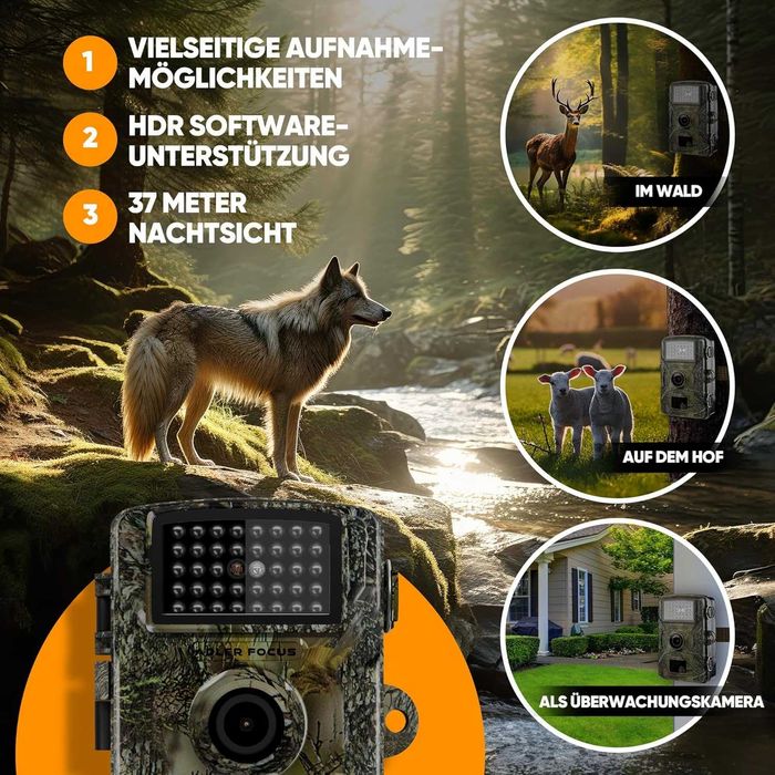 Камера за дива природа Adler Focus, 20MP Full HD с 32G карта памет
