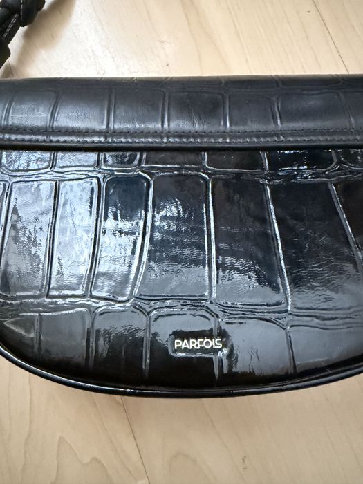 Черна чанта PARFOIS с кроко ефект
