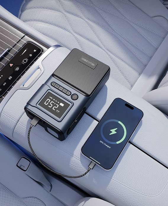 Автомобильное пусковое устройство аккумулятора, фонарь, насос, зарядка