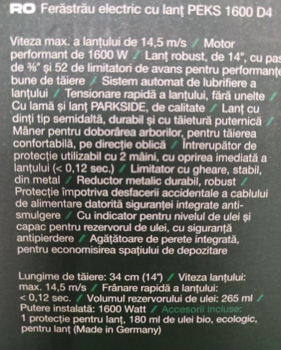 Drujba electrica parkside peks 1600 D4