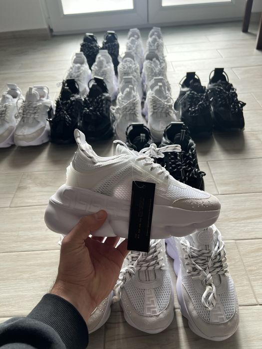 Adidasi Versace Chain Reaction Noi Marime 38 39 40 42 43 Alb Negru