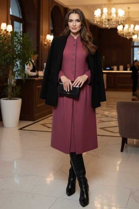 Deux pieces lana 85%, poliamid 15%, marimea 40, liliachiu