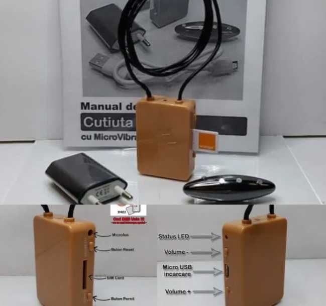 Cutiuta GSM casti de copiat Microvibratii - NU se Aud/Vad in Exterior!