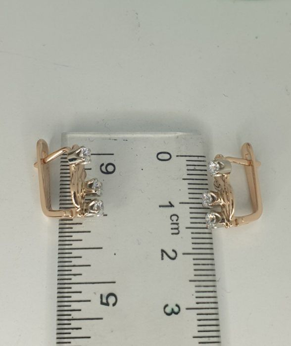 Ссср1989год Львовский ювелирный заводские серьги с фианитом