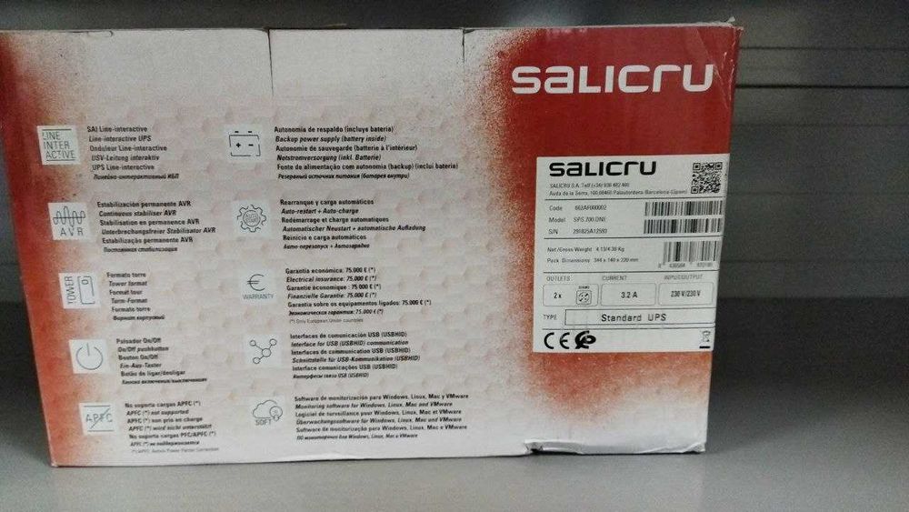 SALICRU -UPS MODEL SPS ONE 700 VA/Fin X Amanet&Exchange cod 115490