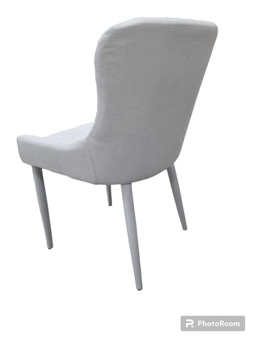 Трапезно кресло -Флори- бяла дамаска,метални крака облечени с дамаска