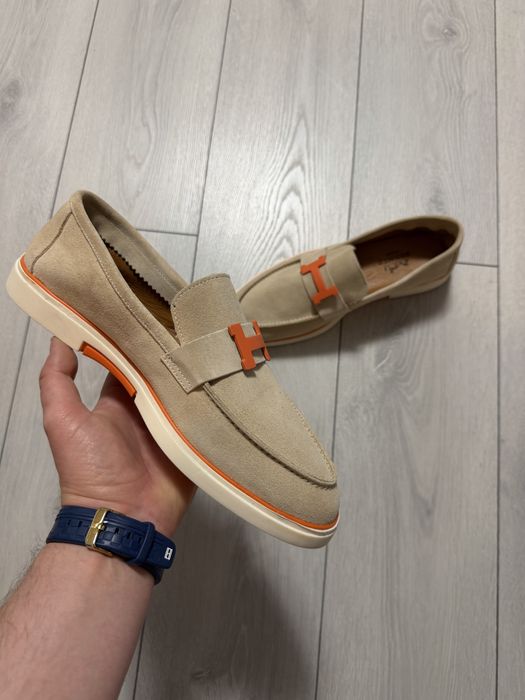 Mocasini/Espadrile Barbati Hermes Crem Piele Naturala!