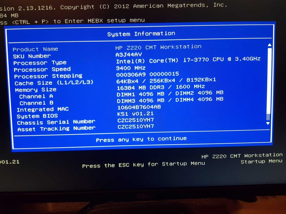 PC HP Z220 Workstation i7 3370,16GB RAM DDR3,Intel HD Graphics 4000