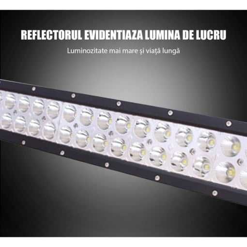Bara proiectoare LED Auto Offroad, 72W, 5280 Lumeni, 36 cm, Flood Beam