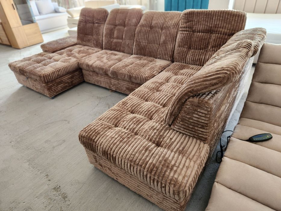 NOU Coltar U, extensibil, 330cm, cappuccino