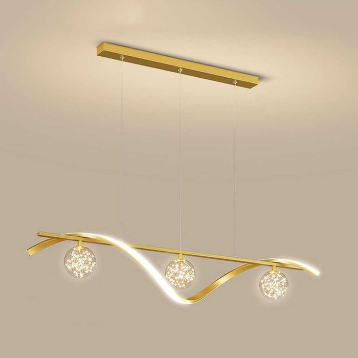 Лампи Nordic Метална лента Висяща лампа ЛЕД LED Димируем полилей Злато