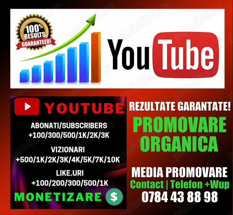 Promovare Youtube, Monetizare, Rezultate Garantate!