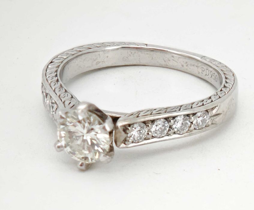 Inel paladium diamante naturale 0.90ct