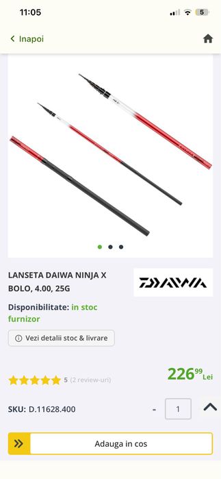 vând lanseta bologneza daiwa ninja 4 m