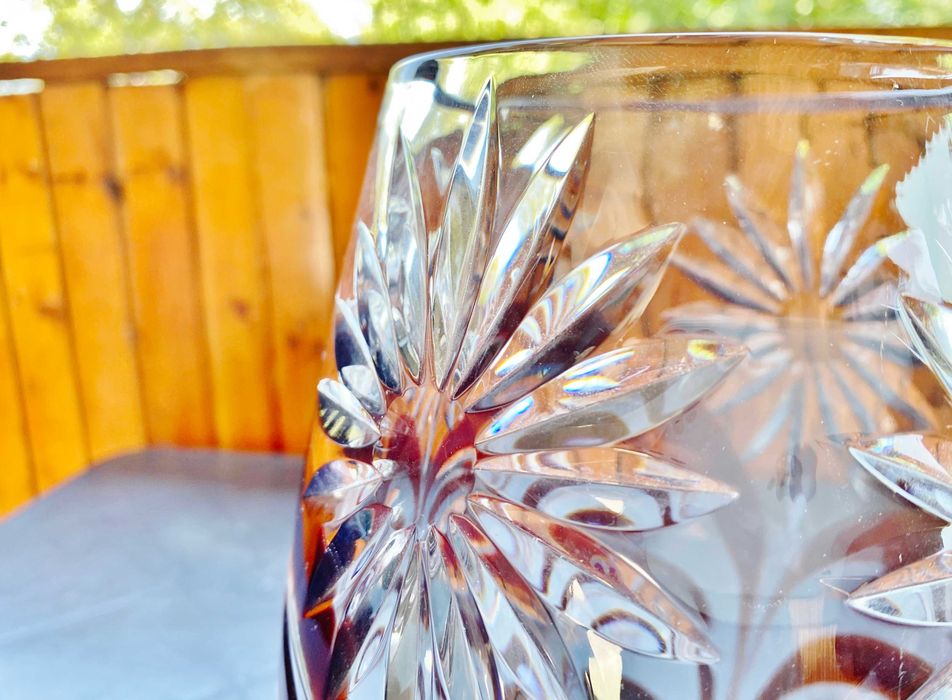 Нова Масивна Ръчно изработена Кристална ваза с Флорални мотиви