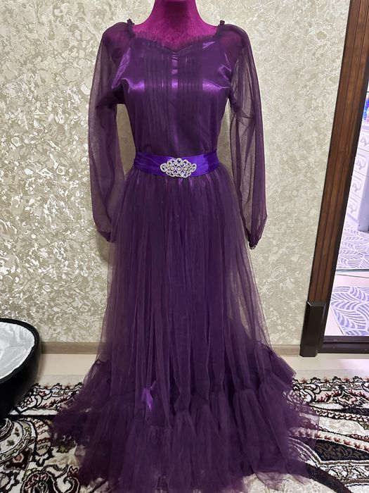 Платье вечерное цвет темно фиалетовый