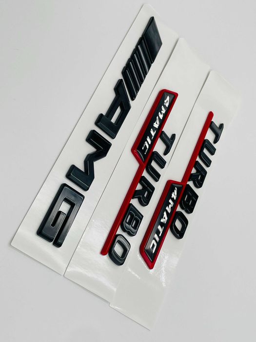 Set Embleme Compatibile Mercedes turbo 4matic amg negru rosu