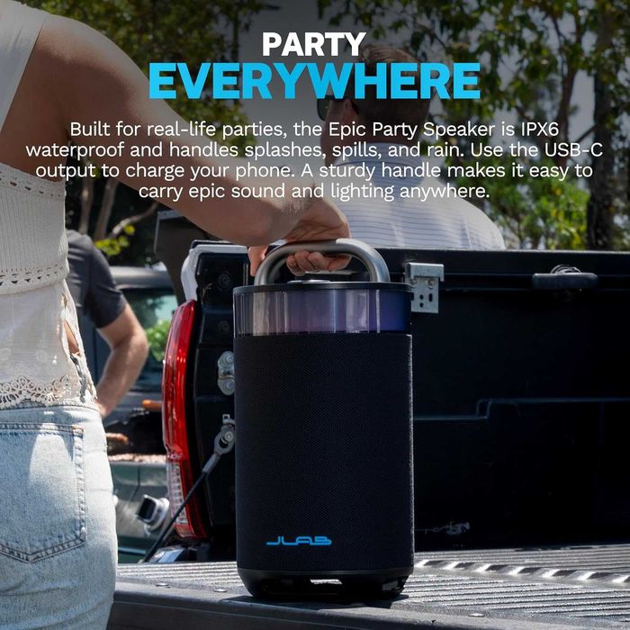 JLab Epic Party Преносим Bluetooth високоговорител, 100W, RGB светлини