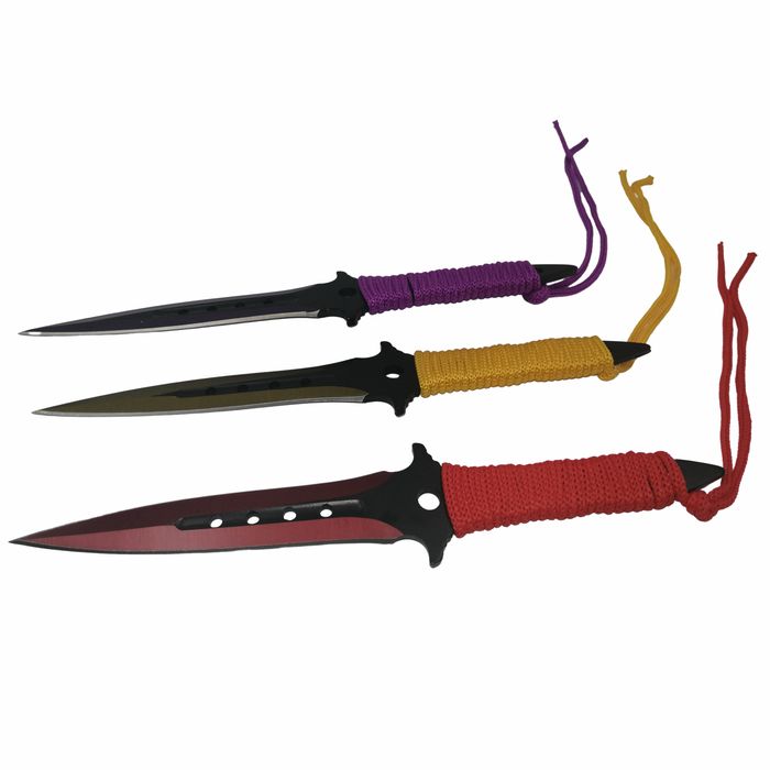 Set trei cutite de aruncat, Ninja Assasin, 19 cm, multicolor