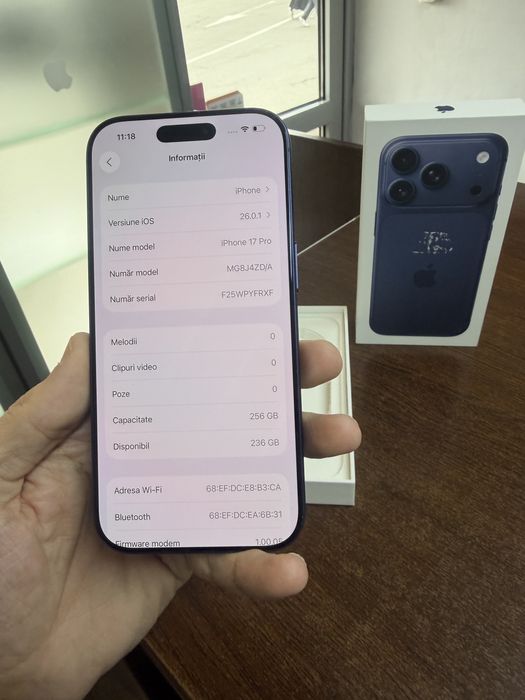 Vand Iphone 17 Pro 256Gb Deep Blue Full box impecabil